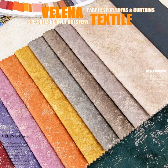 New Home Textile Fabric Holland Velvet Dyeing with Print and Foil Upholstery Furniture Sofa Curtain Fabric China Factory 4