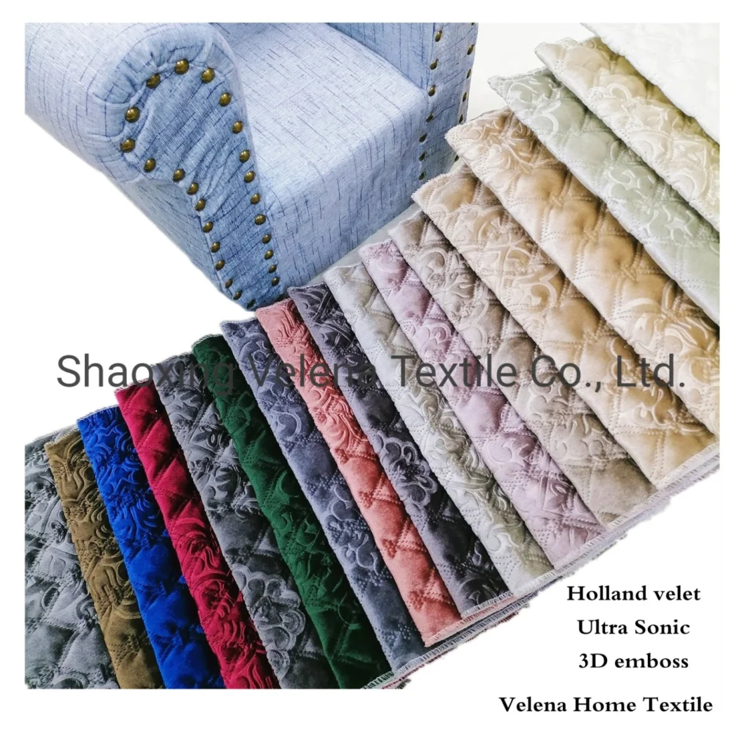 Hot Sale Polyester Velvet Ultrasonic with 3D Embossed Furniture Home Textile Fabric for Sofa Curtain Jacket