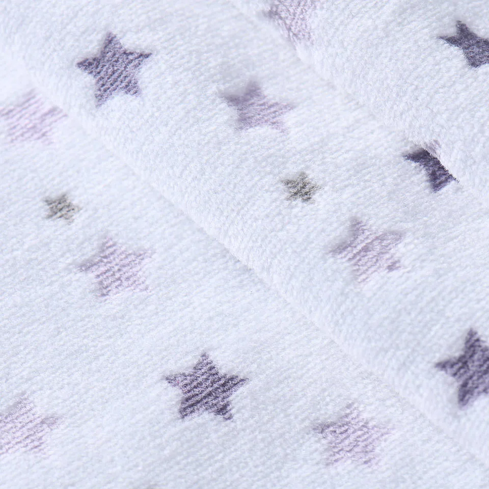 100% Cotton Super Soft Flannelette Velvet Fabric Dyed Embossed Star Printed Wholesale for Blanket