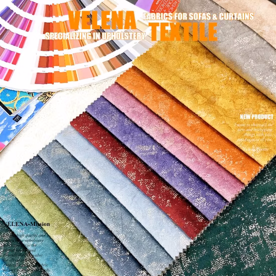 New Home Textile Fabric Holland Velvet Dyeing with Print and Foil Upholstery Furniture Sofa Curtain Fabric China Factory 4