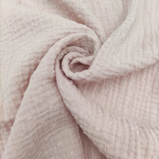 Tessuto in cotone DOT jacquard doppio strato di garza di musselline a giro inglese per tessuti per abbigliamento per neonati e bambini